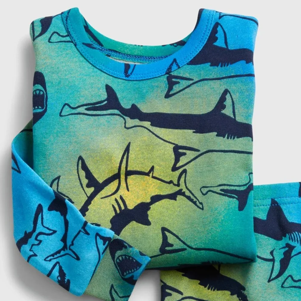 Gap Baby Toddler Boys Long Sleeve Organic Cotton Pajama Shark PJ Set 5T